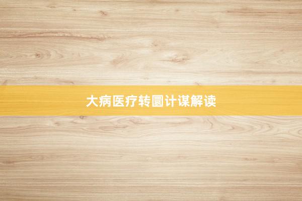 大病医疗转圜计谋解读